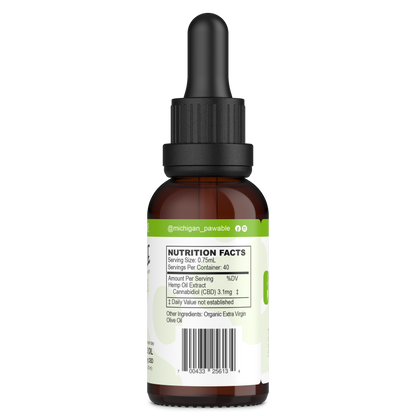 Pawable Hemp Drops 125mg bottle, back label