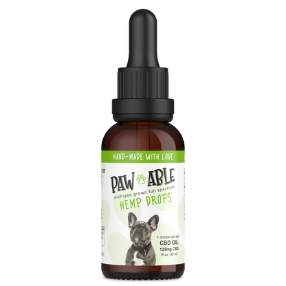 Pawable Hemp Drops 125mg bottle, front