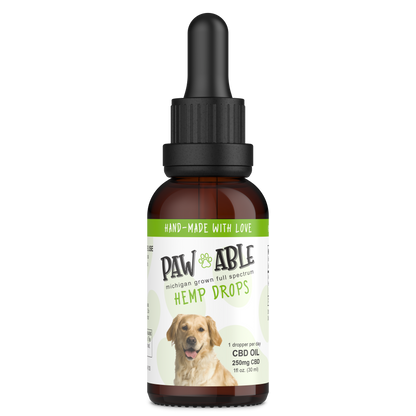 Pawable Hemp Drops 250mg bottle, front