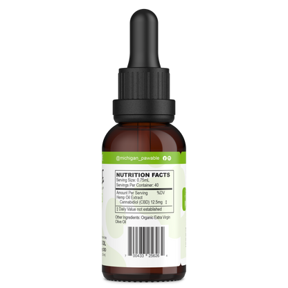 Pawable Hemp Drops 500mg bottle, back label