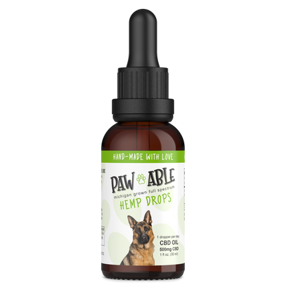 Pawable Hemp Drops 500mg bottle, front