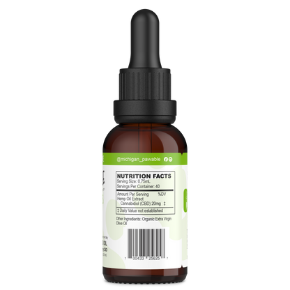 Pawable Hemp Drops 800mg bottle, back label