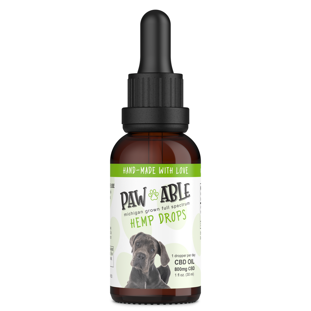 Pawable Hemp Drops 800mg bottle, front